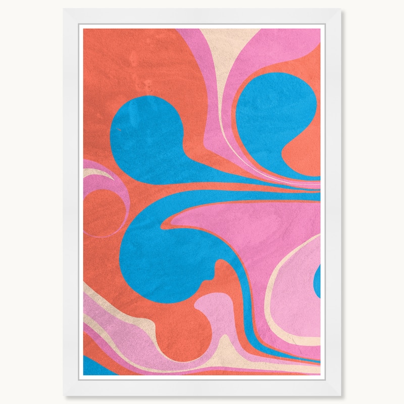 Wynwood Studio Flowing Air Framed Retro Colorful Abstract Prints - 15 x 21 - White