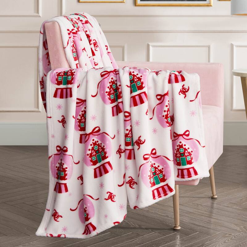 Juicy Couture Holiday Plush Throw Blankets