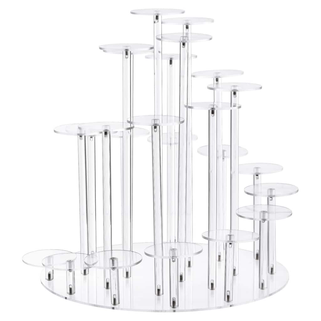 Acrylic Cupcake Stand for 24 Cupcakes Pastry Serving Platter for Birthday Party - Transparent