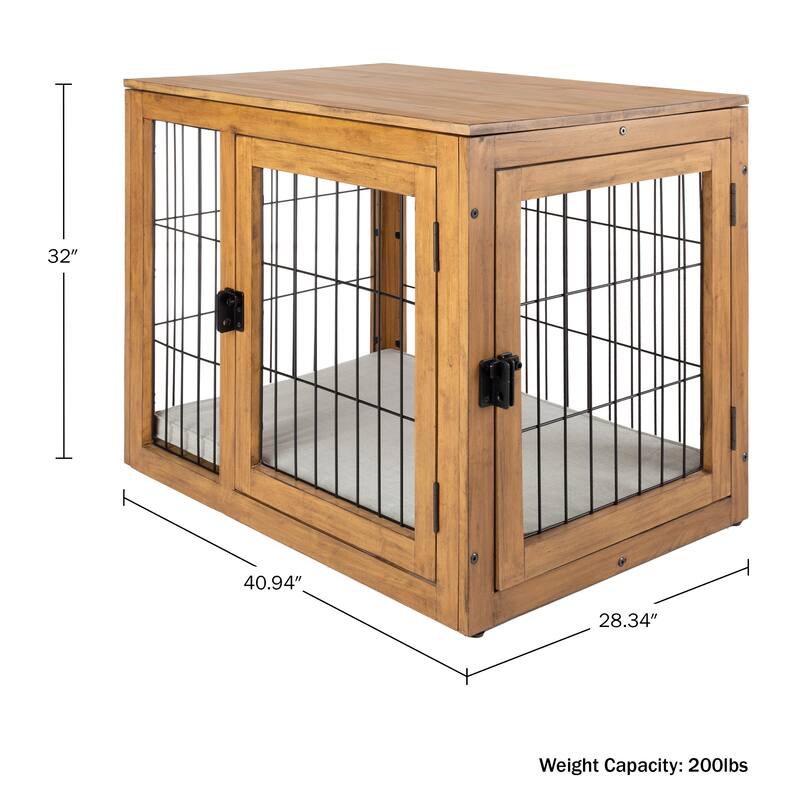 PETMAKER Furniture-Style Dog Crate with Double Doors and Cushion