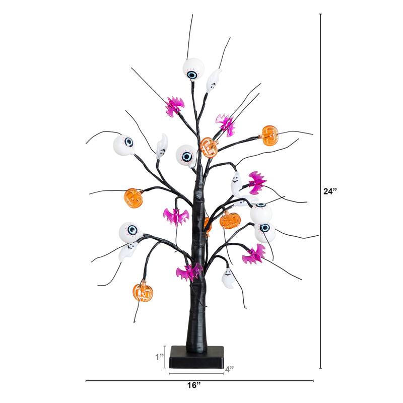 Pre-Lit Eyeballs and Ghosts Artificial Halloween Tree - 2' - LED Lights