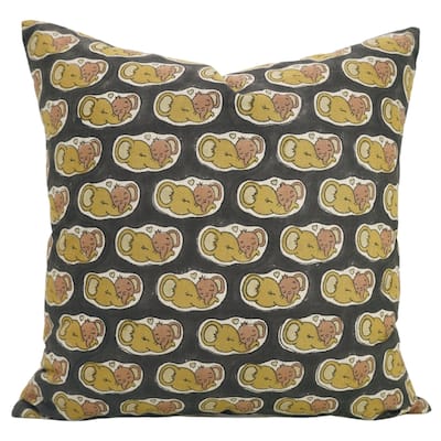 Fabdivine Handmade Block Print Elephant Kids Room Décor Pillow Cover