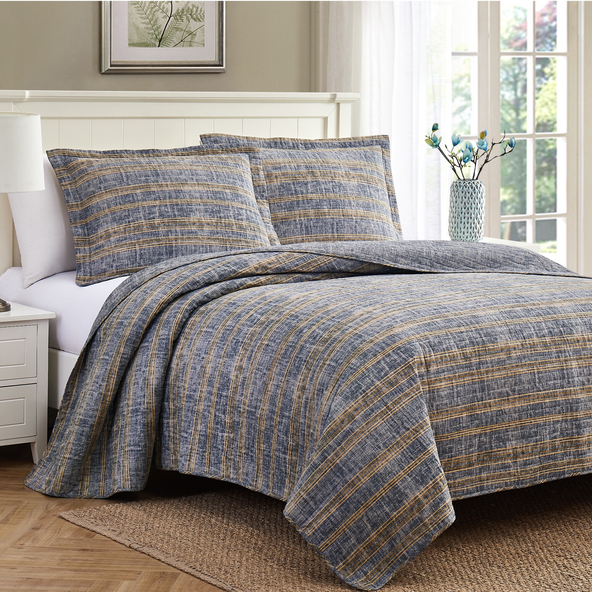 Modern Threads Tyson 3 Piece 100 Percent Cotton Quilt Set Overstock 32226486