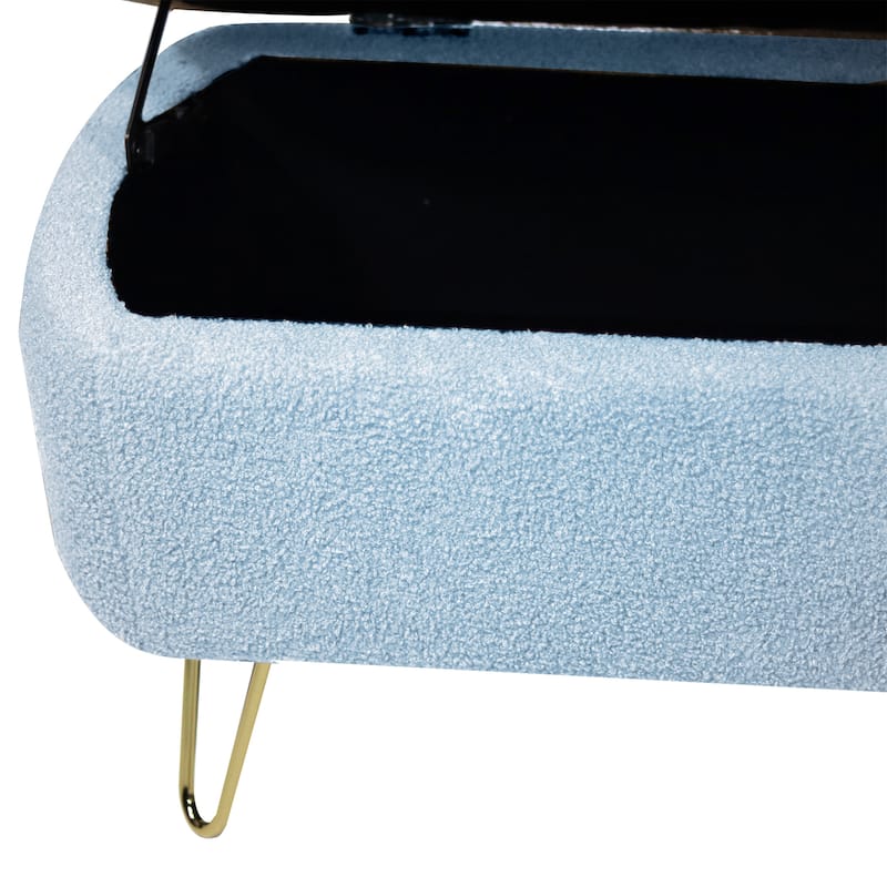 Upholster Storage Ottoman Bench with Faux Fur - 39.37"L x 15.75"W x 15.5"H