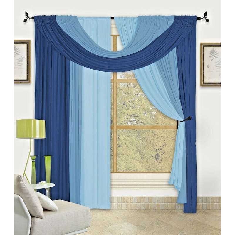 Bella 4 Pc Window in a Bag Set, Complete Curtain Drape Valance Window Treatment - Burgundy