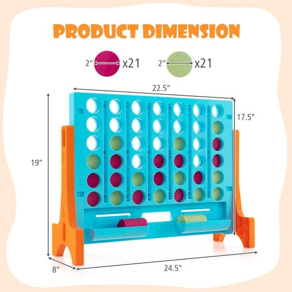 Jumbo 4-to-Score Connect Game Set with Carrying Bag and 42 Coins - 24.5" x 8" x 19"(L x W x H)