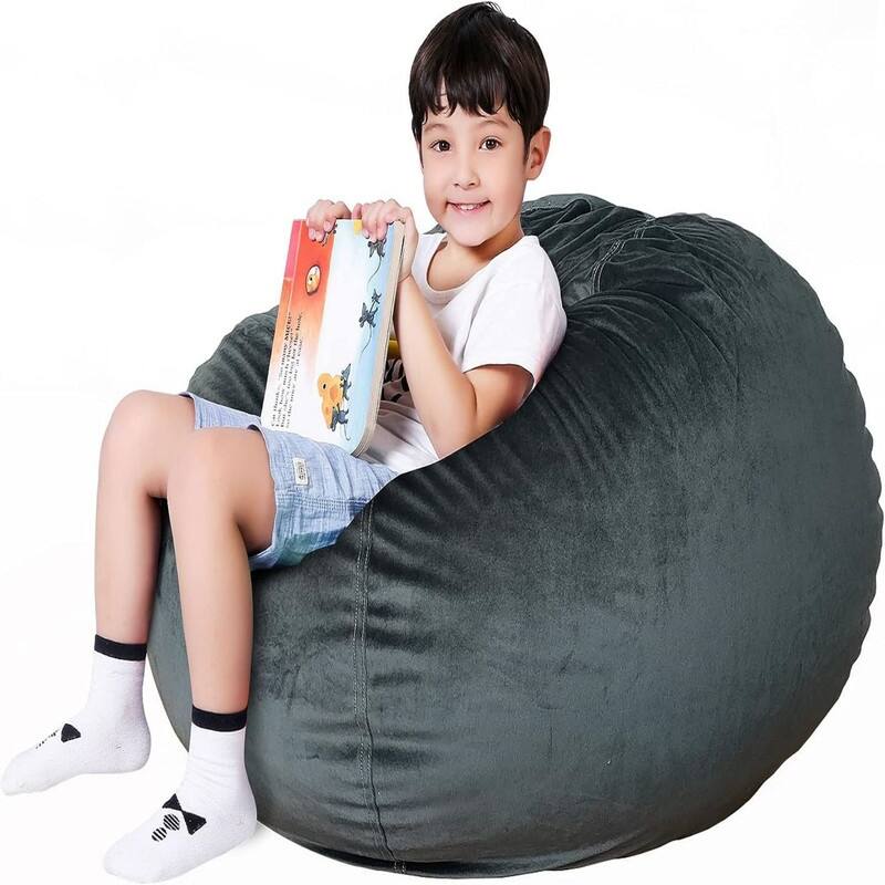 Velvet Bean Bag Chair Cover (No Beans) X-Large - Grey