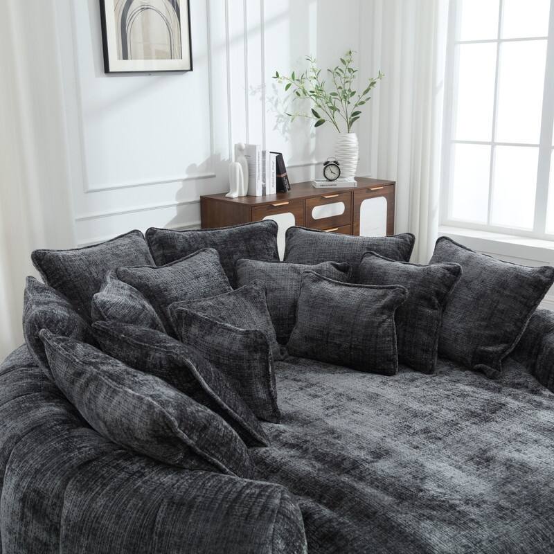 81.10" Double Bread Extra Large Round Sofa Bed with Armrests and Large Cushions