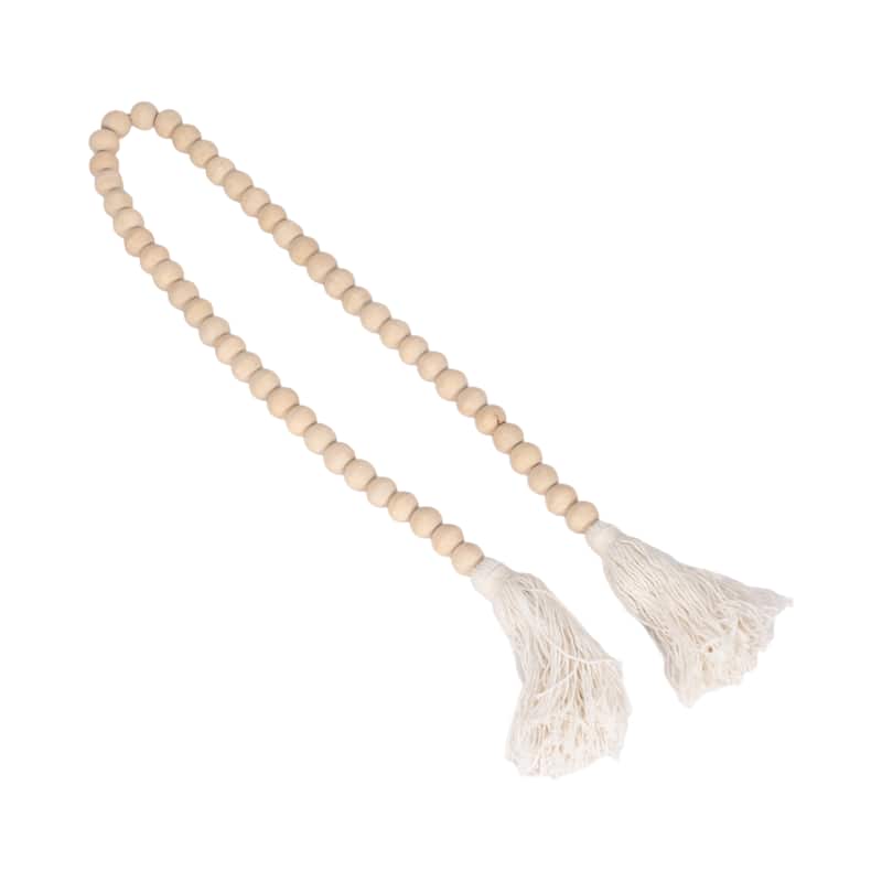 45"Lx1" Diameter Wood Beads, Bohemian Macrame Wall Decor and Home Accent for Living Rooms, Bedrooms - 45" x 1" x 1"