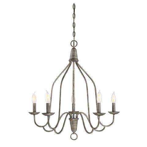 Giuseppe 43DW Five Light Chandelier Ronette Distressed Wood - Exact Size