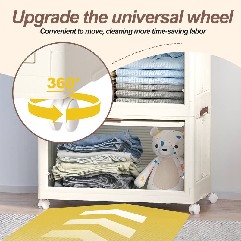 Anmytek Portable Wardrobe White Storage Cabinet with 4 Cubes & Hanging Rod,10 pcs hangers for Bedroom