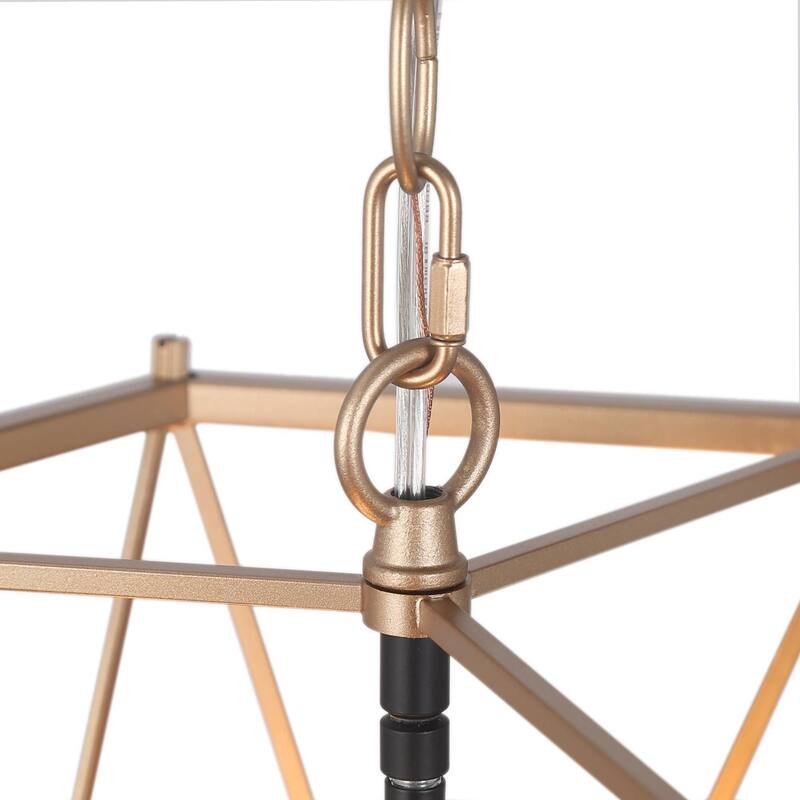 Modern Contemporary Gold Chandelier Geometric Lantern Large Kitchen Island Pendant Lights - Gold and Black - D12.5"x H 18"