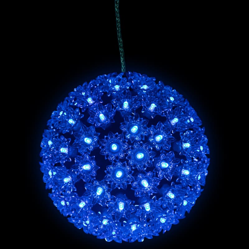 LED Lighted Hanging Starlight Sphere Outdoor Christmas Decoration- 7.5" - Blue