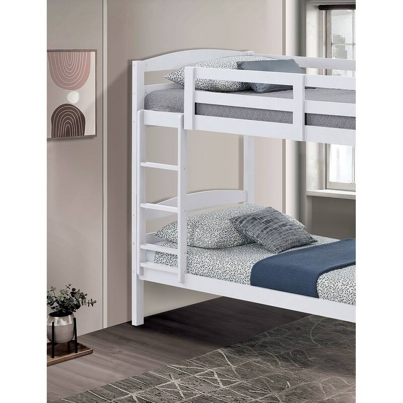 White Twin Over Twin Transitional Bunk Bed with Arch Design