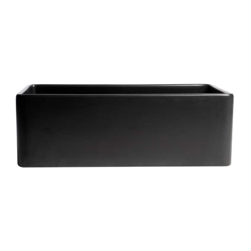 Black Matte Smooth Apron 30" x 18" Single Bowl Fireclay Farm Sink