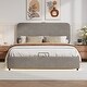 preview thumbnail 28 of 35, Upholstered Queen Hydraulic Storage Bed with RGB LED Light - Elegant Green Velvet Design