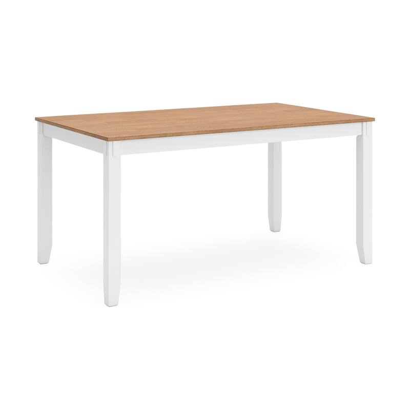 Gasy Dining Table Set with 4 Chairs, 1 Bench, White Brown Solid Wood