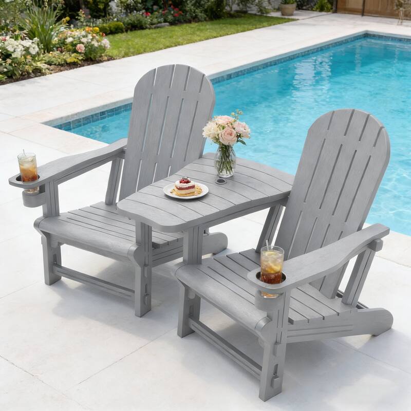 Outdoor All Weather Adirondack Chairs with Movable Footrests, Set of 5/3.