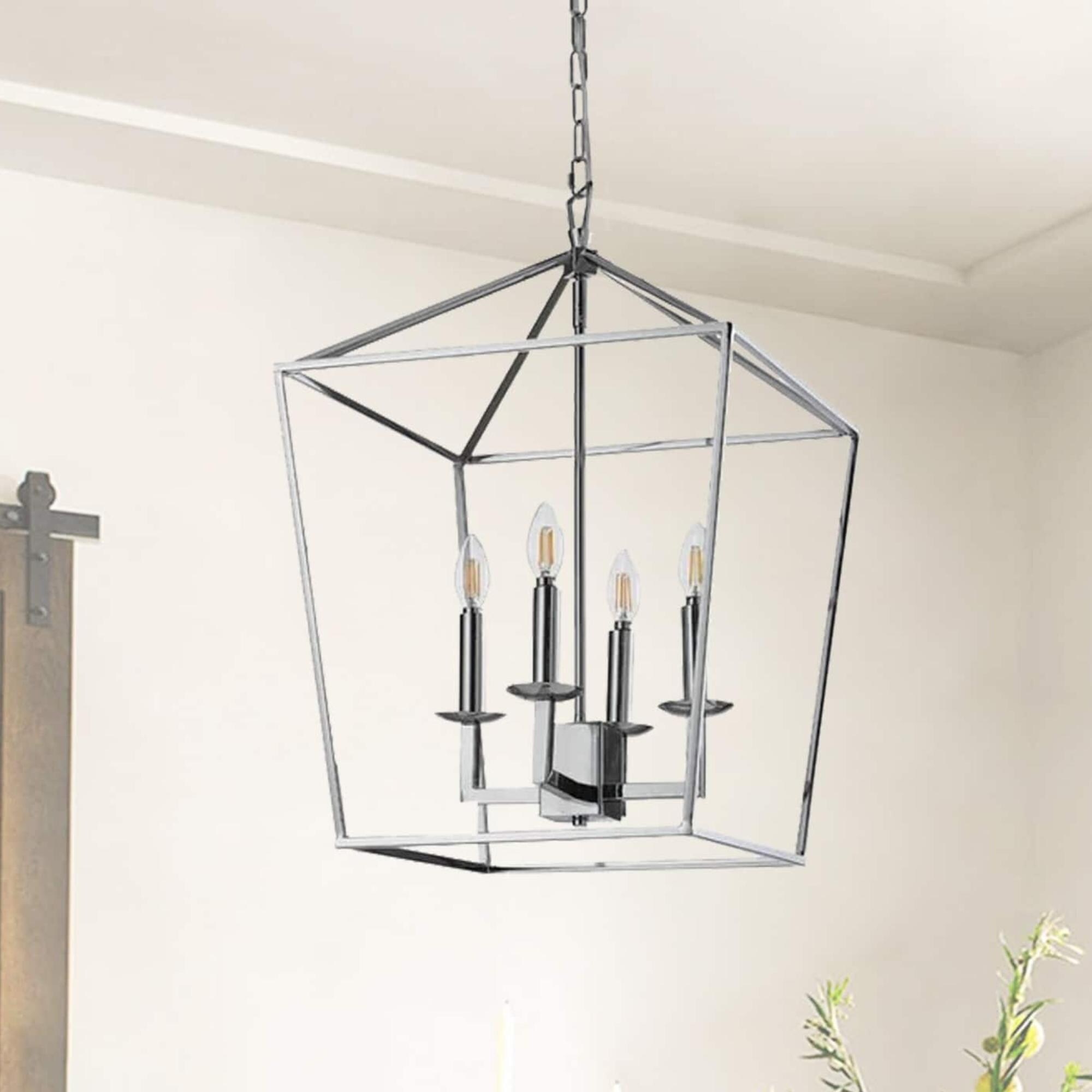 12.6 Mini Kitchen Island Small Open Cage Ceiling Lamp N A Chome