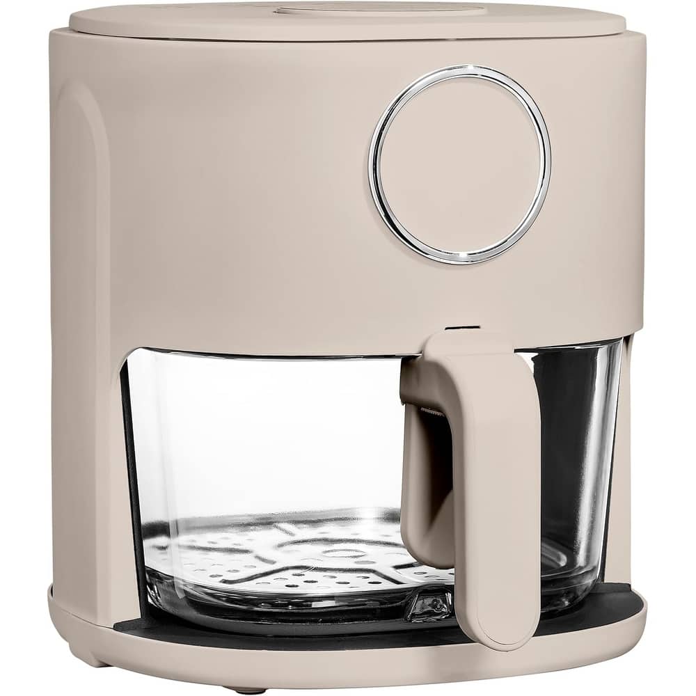 COOK WITH COLOR 1200W Air Fryer: Glass Basket, Dishwasher Safe, 60min Timer, 6 Presets, Temp Control 175F-400F, 4 - 5.5 QT
