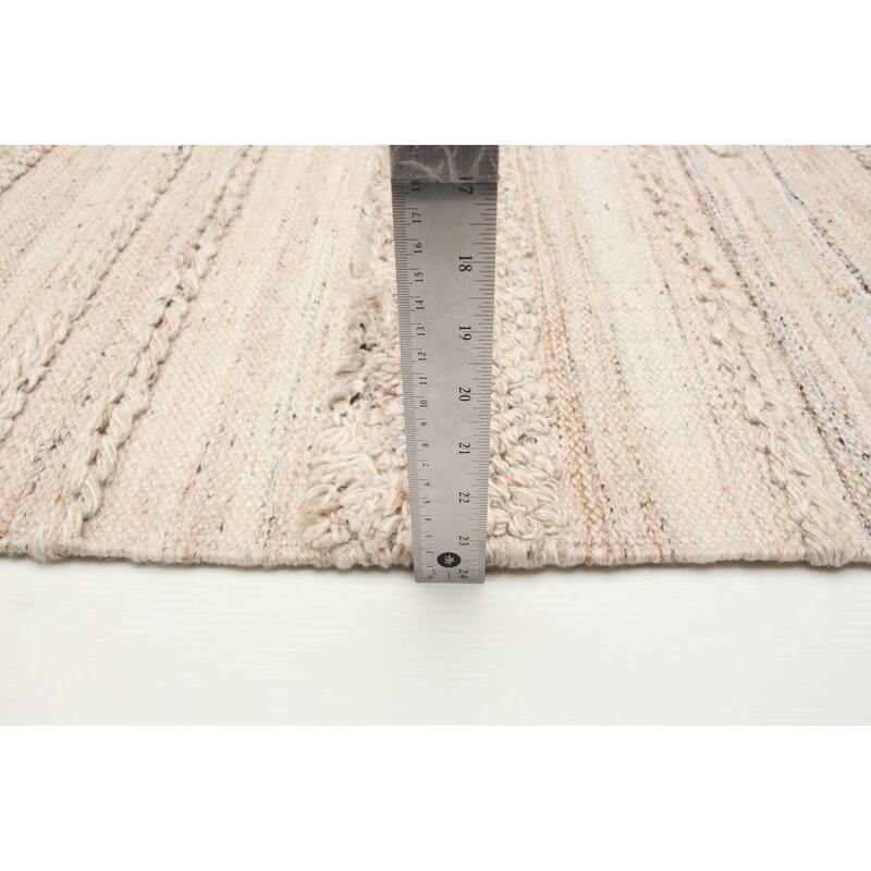 ECARPETGALLERY Braid weave Sienna Beige Wool Rug - 5'2 x 7'8