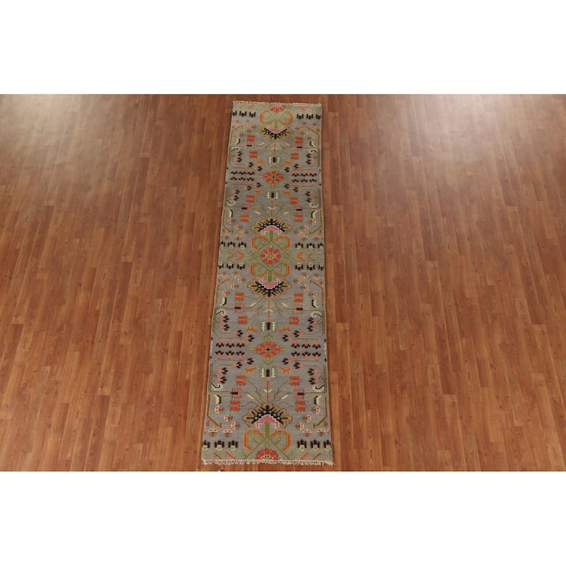 All-Over Kazak Indian Runner Rug Handmade Wool Carpet - 2'6"x 9'9"