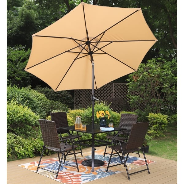 PHI VILLA 9ft Patio Umbrella Outdoor Market Table Umbrellas with 8 Ribs