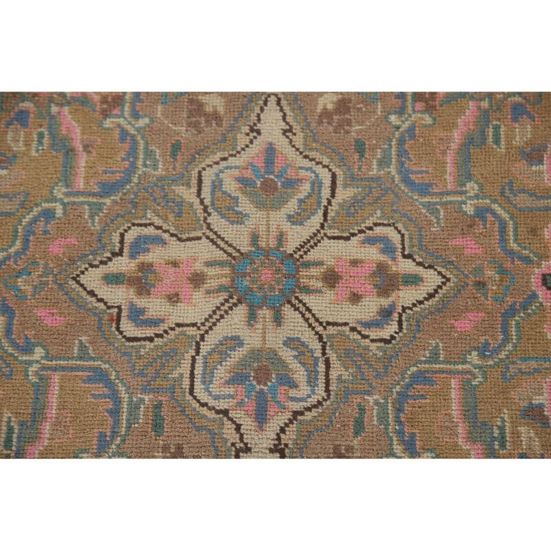 Hand Knotted Oriental 100% Wool Carpet Traditional Floral Pink Mashad Area Rug - 12' 9'' X 9' 6''