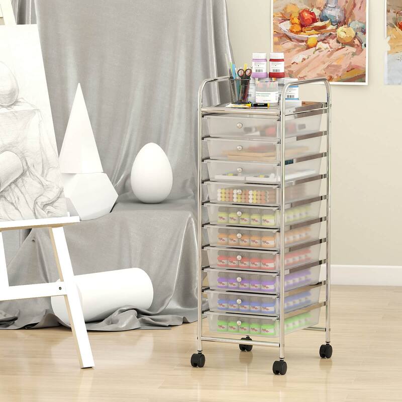 Costway Rolling Storage Cart with Chrome Plated Metal Frame & Lockable - See Details
