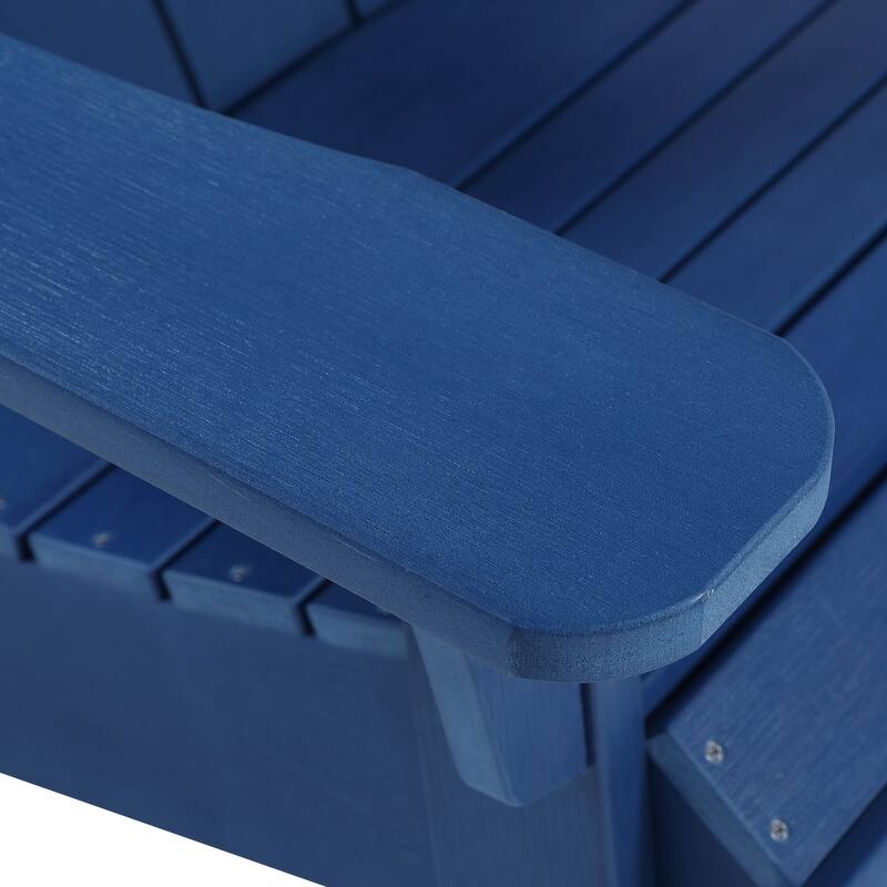 Hurley Folding Poly Plastic Adirondack Chair with Pull-out Ottoman