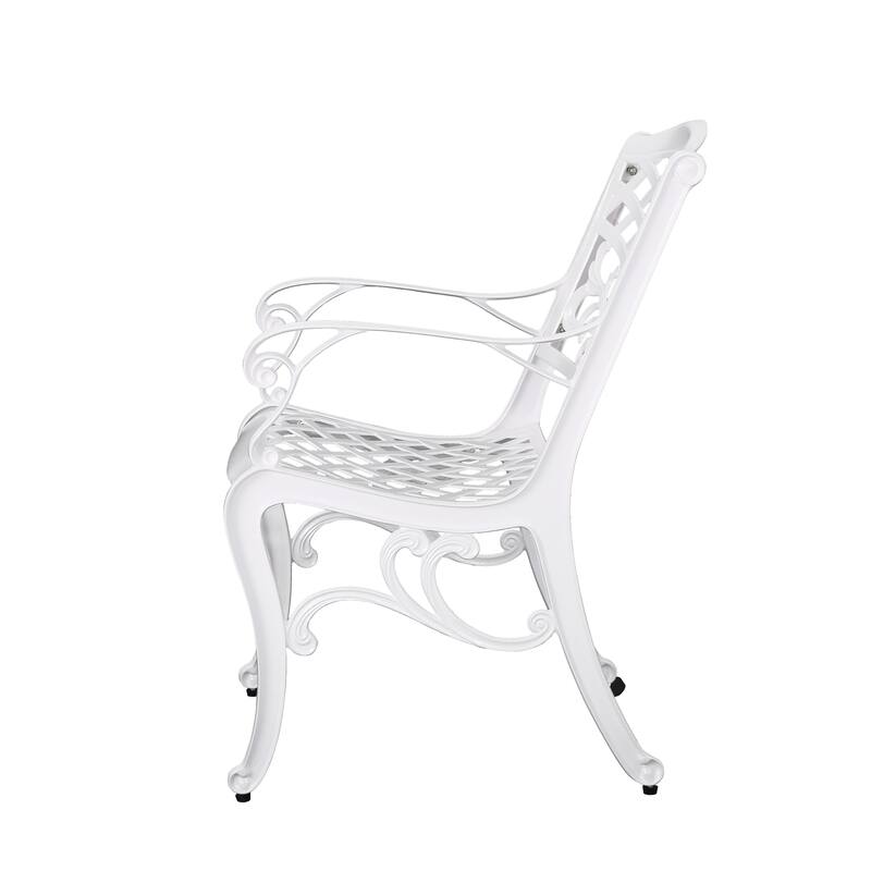 Roomfitters Outdoor Arm Chairs Set of 2, Cast Aluminum Patio Seating, Weather-Resistant Garden Chairs, White