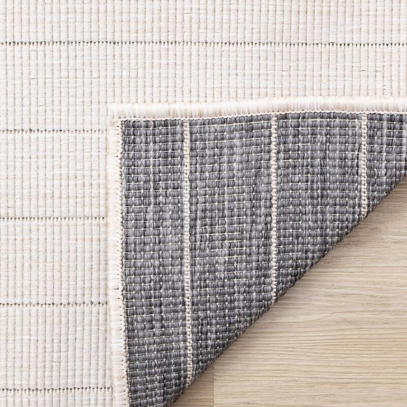Brooke Collection - Cream Grey Modern Arches Reversible Indoor-Outdoor Area Rug, 5'3" x 7'7"