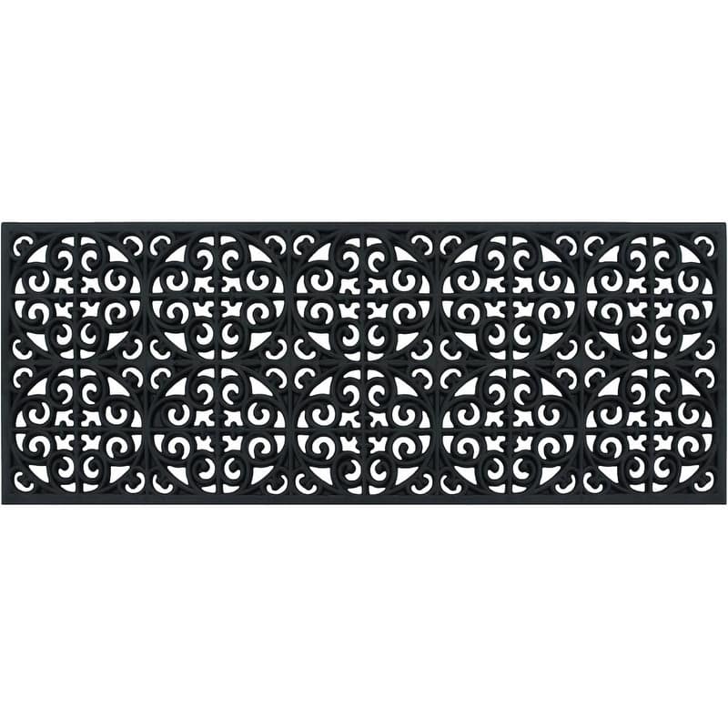 A1HC 100% Rubber Beautifully Hand Finished Elegant Large Doormat for Indoor Outdoor Use - 18"X48" - Black Iron Gate