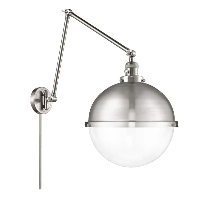 Innovations Lighting Hampden - 1 Light 13" Double Extension Swing Arm - Clear/Brushed Satin Nickel