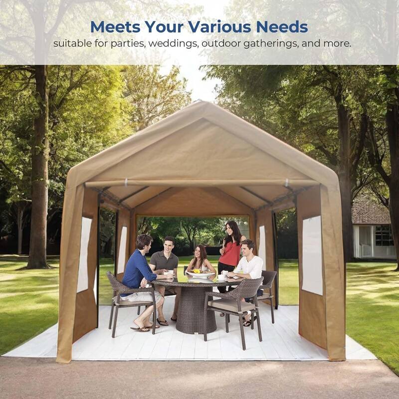 Carport Canopy 12x20ft Duty Carport with Roll-up Ventilated Windows