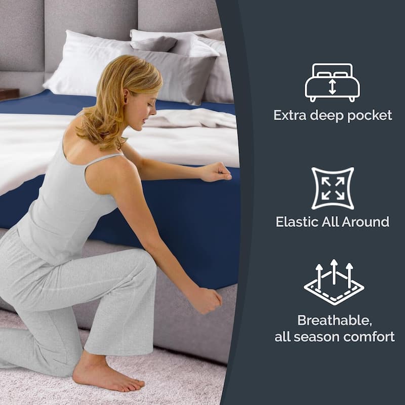 CGK Linens Microfiber Extra Deep Pocket 18" - 24" Inch Fitted Sheet
