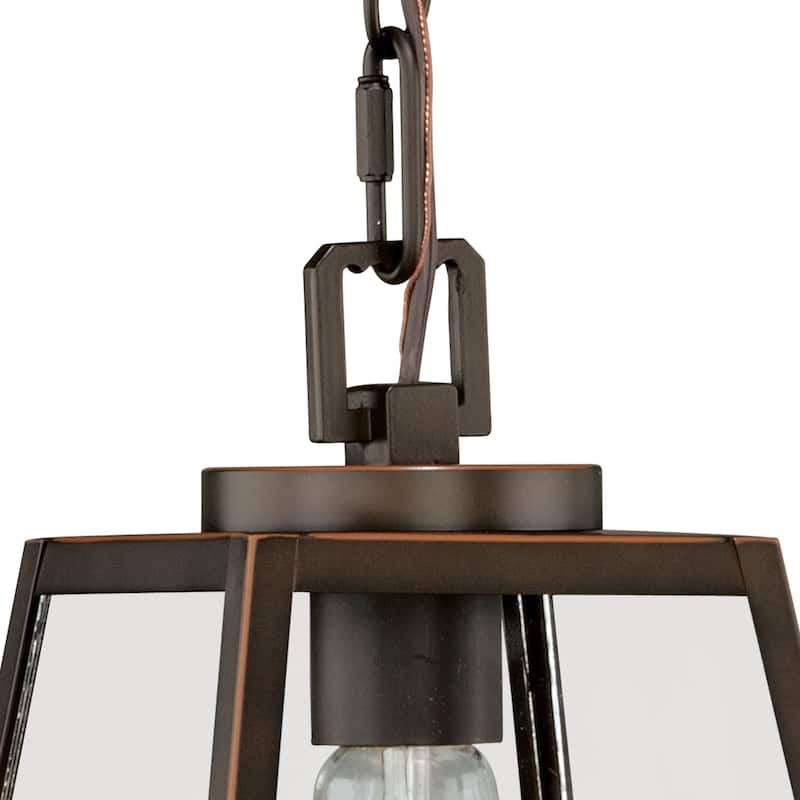 Grant Farmhouse Mini Pendant Ceiling Light Clear Glass - 7-in W x 10.25-in H x 7-in D - Burnished Bronze
