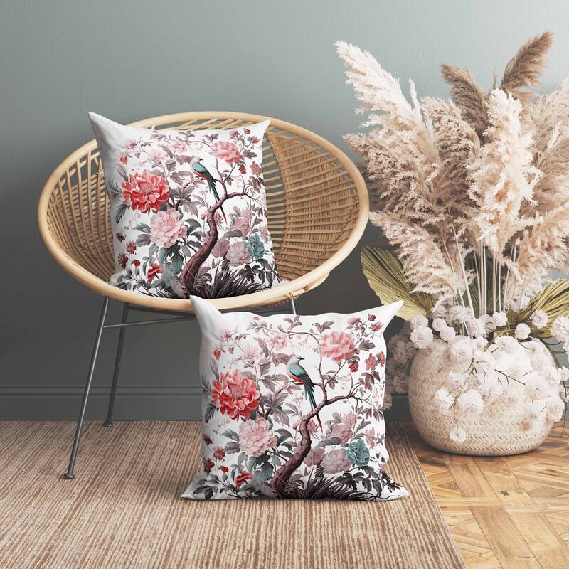 Bloom Bower Bliss Indoor/Outdoor Reversible Throw Pillow Pink and Green