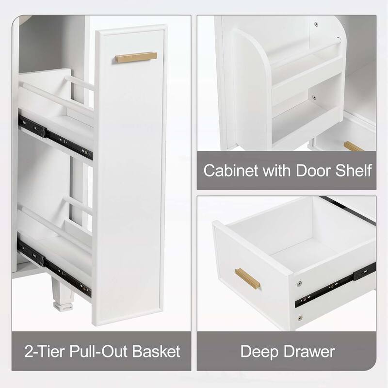 Bathroom Vanity Cabinet with Sink,with Door Shelf,Deep Drawer,2-Tier Pull-Out Basket