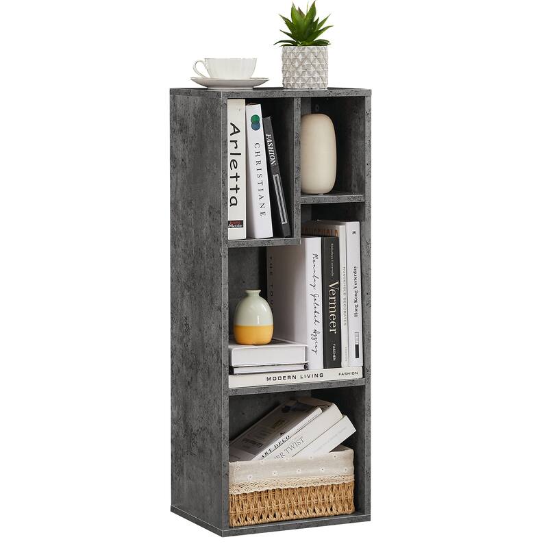 Javlergo Set of 2 Modern 4-Tier Bookshelves Asymmetric Storage Shelf Horizontal or Vertical Bookcase for Living Room Bedroom