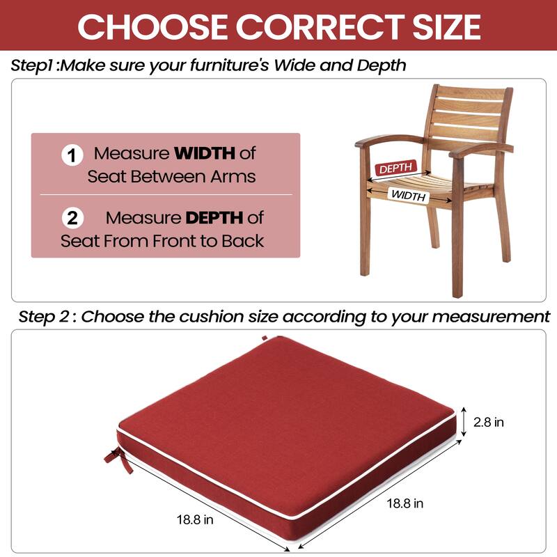 VredHom 17''/18.8'' Square Outdoor Chair Pad (Set of 2/4)