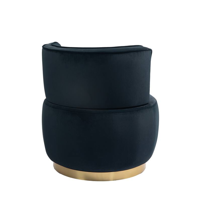 Velvet Swivel Accent Barrel Chair, Upholstered Comfy Single Sofa Chair, Round Armchairs with Wrap-around Barrel Dackrest
