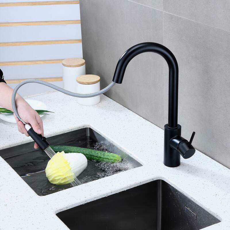 Luxier KTS21 Single Handle Pull Down Sprayer Kitchen Faucet