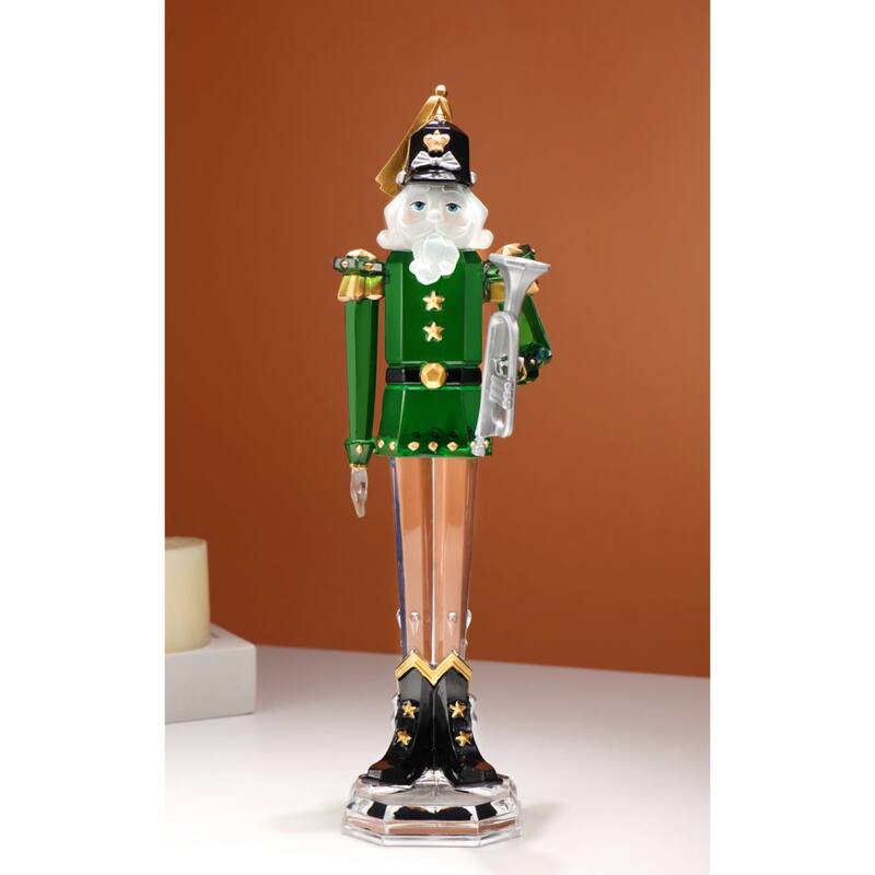 Set of 3 Trumpeter Christmas Nutcracker - 12" - Green and Clear
