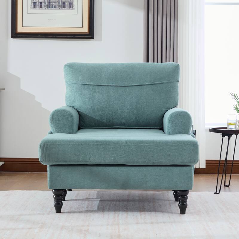 Modern Minimalist Chenille Fabric Chaise Lounge Recliner Single Sofa Living Room Bedroom