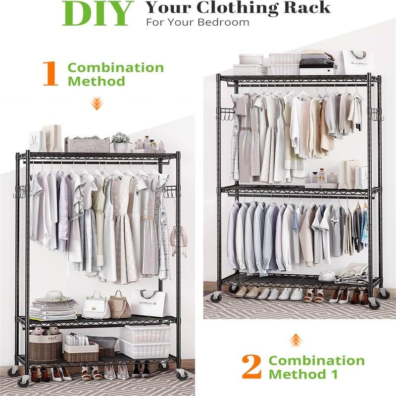 Heavy Duty Wire Garment Rack Clothes Rack - 47.24"D x 17.71"W x 80.7"H