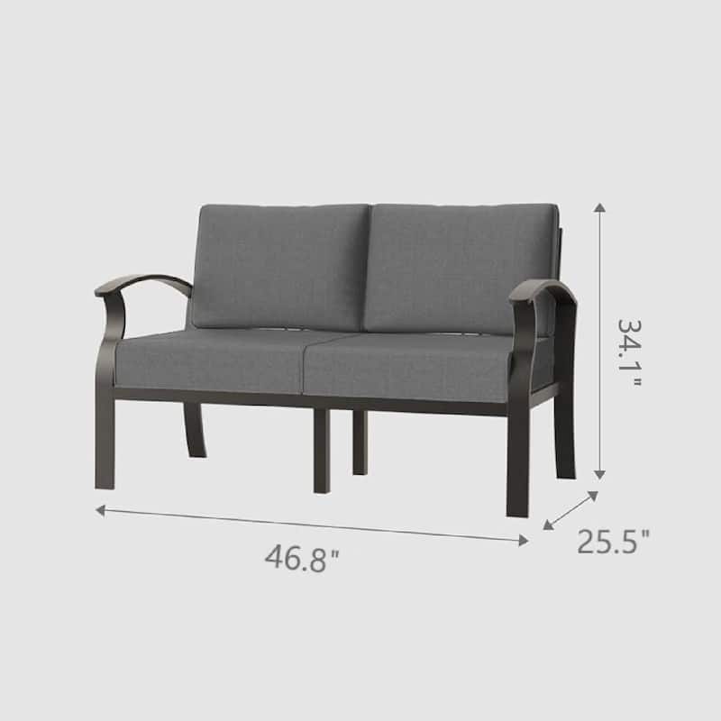 Outdoor Aluminum Loveseat with Grey Cushions