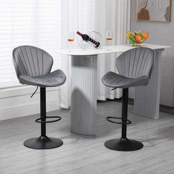 Set of 2 Velvet Upholstered Wing Back Barstools Kitchen Bar With Adjustable Metal Base Bar Stools Modern Bar Chairs On Sale Bed Bath Beyond 38408636