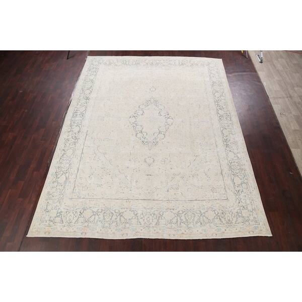 Shop Antique Muted Kerman Persian Area Rug Wool Handmade Dining