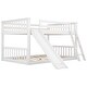 preview thumbnail 19 of 20, Full Over Full Bunk Bed Floor Bed with Convertible Slide and Ladder, Solid Pine Wood Frame, Built-in Guardrails for Kids Bedroom